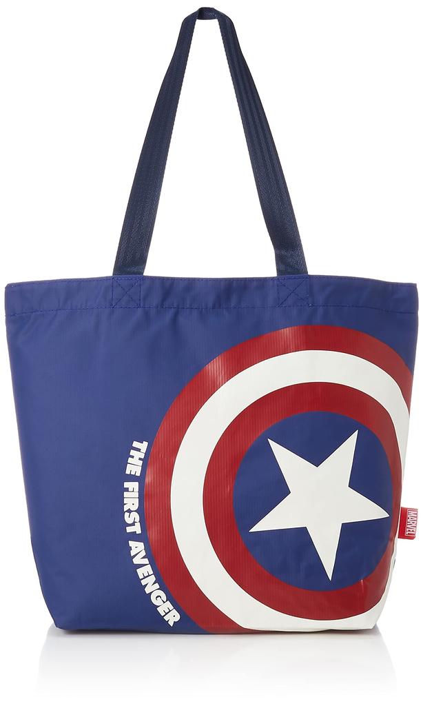 Marushin Marvel Captain America Tote H33 X W44 X D15cm 60cm Back H19 X Water Product 2505027700 Bag, (Handle / Pocket W20cm), Navy, Code