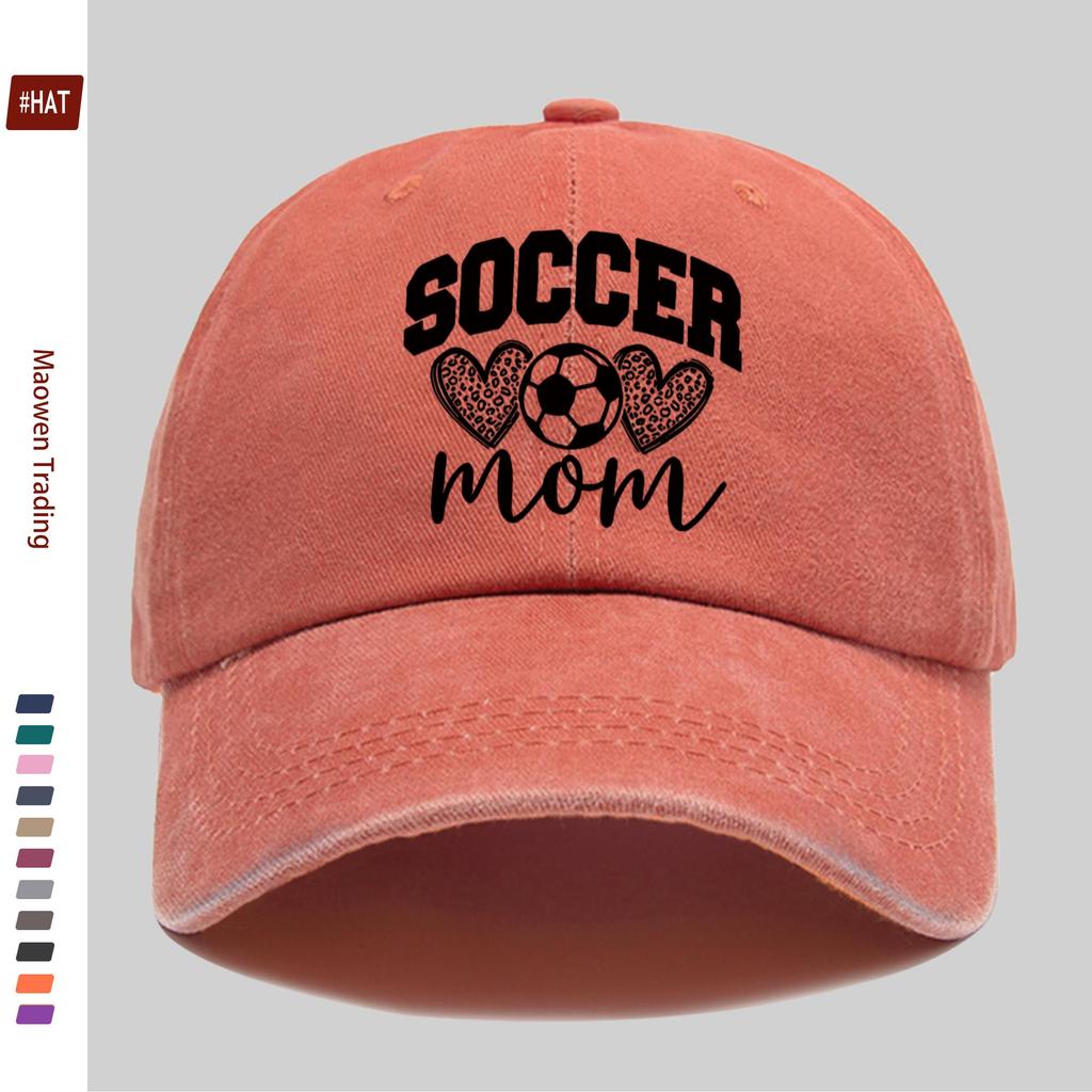 pc pcs Soccer Mom Baseball Cap with Football Print Heart Design Adjustable Trucker Hat Suitable for Women Men Lightweig