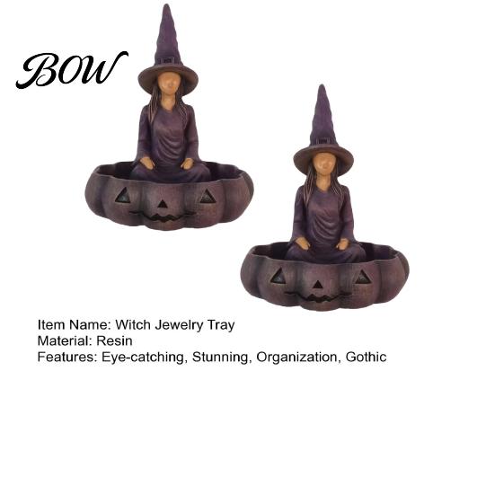 Unique Halloween Gift Meditating Witch Jewelry Tray, Vintage Gothic Resin Decorative Storage Trinket Dish Dish, Mysterious Zen Desktop Organizer