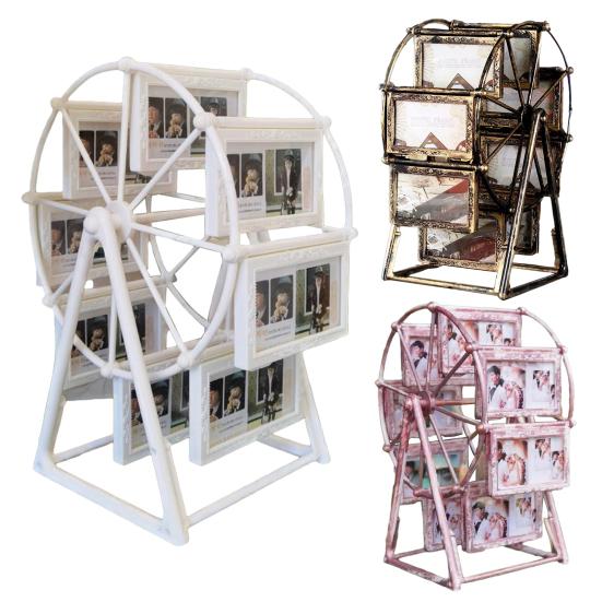 16 Fényképes Forgó Óriáskerék Képkeret Vintage Szélmalom Kijelző Képkeret Családi Esküvői Utazási Emlékekhez Otthoni Irodai Asztaldekor