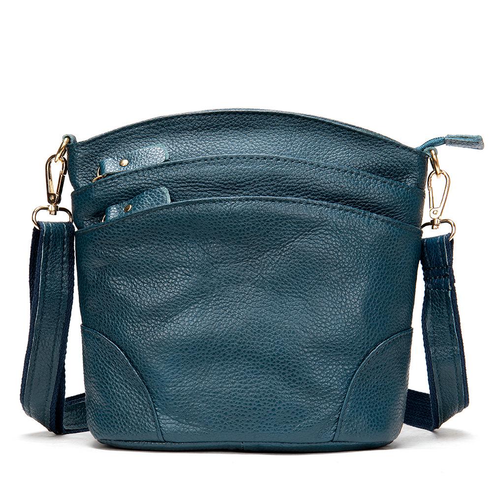Women's Genuine Leather Bucket Bag - Autumn/Winter Fashion for Middle-Aged Moms