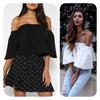 Stylish Summer Off Shoulder Ruffle Hem Loose Fit Top Women Urban Fashion Tee