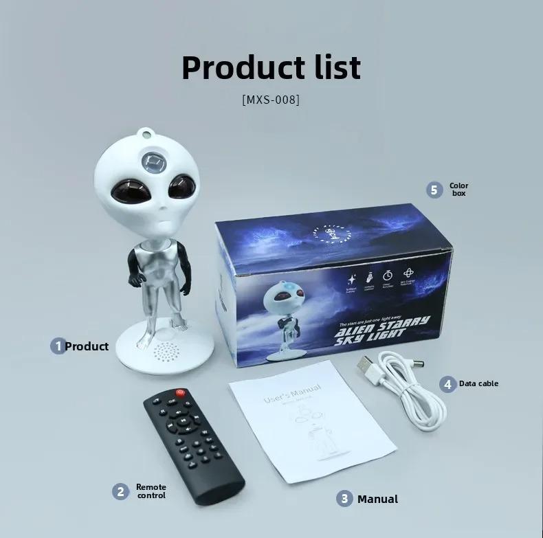 

USB Powered Alien Galaxy Projector Light LED Laser Star Night Light with Remote Control Speaker Rotatable Atmosphere Aurora Lamp