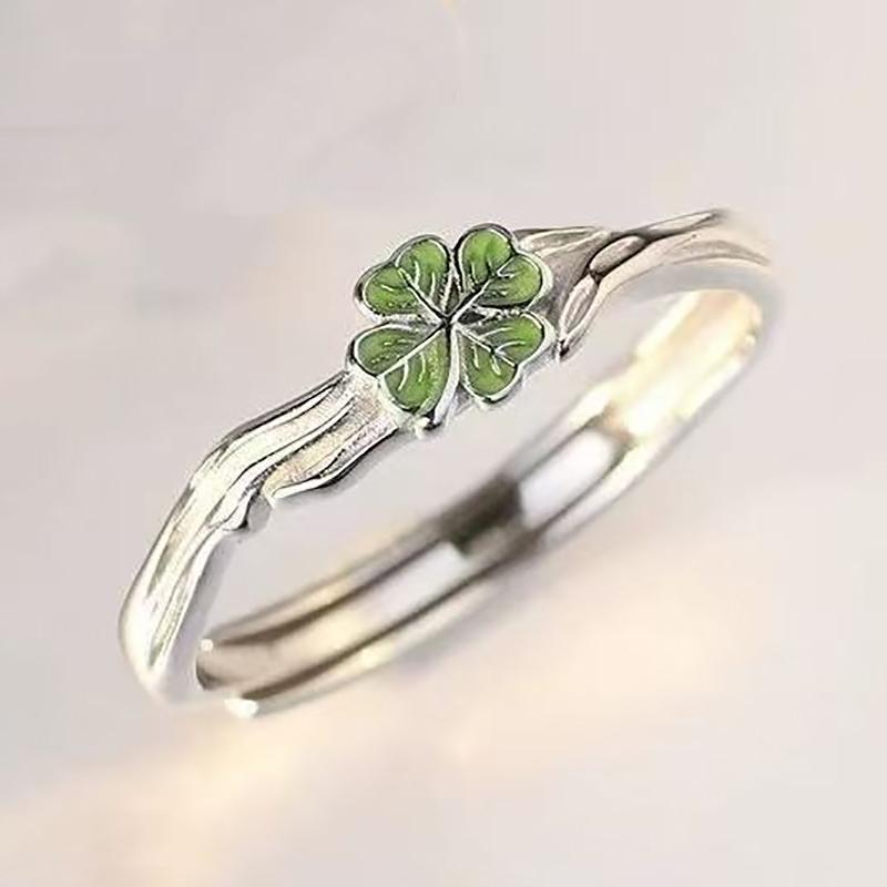 

Парное кольцо с четырехлистным клевером для женщин и девочек, регулируемое, открытое кольцо, ювелирное изделие для вечеринки, подарок OneSize