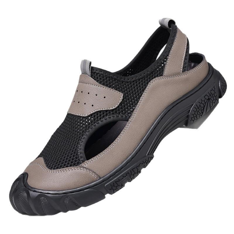 Online men's shoes summer casual shoes one pedal mesh breathable mesh fly-woven men's sandals