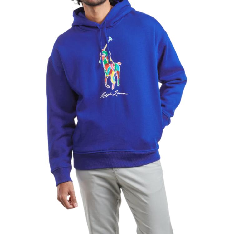 Polo Ralph Lauren Pulover cu glugă cu litere, croială fitted, mânecă lungă, bărbați, hanorac, albastru, 710926613-003