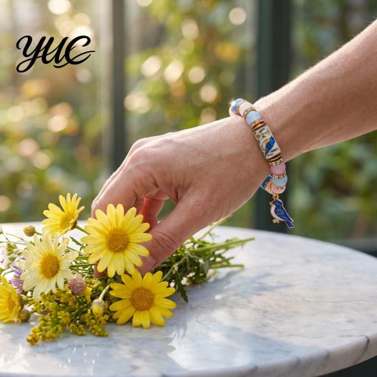 Daily Wear Fashion Accessory Stretch Deer Beaded Bracelet, Retro Animal Bead Owl Bull Skull Casual Jewelry Elastic Boho Bracelet for Women,