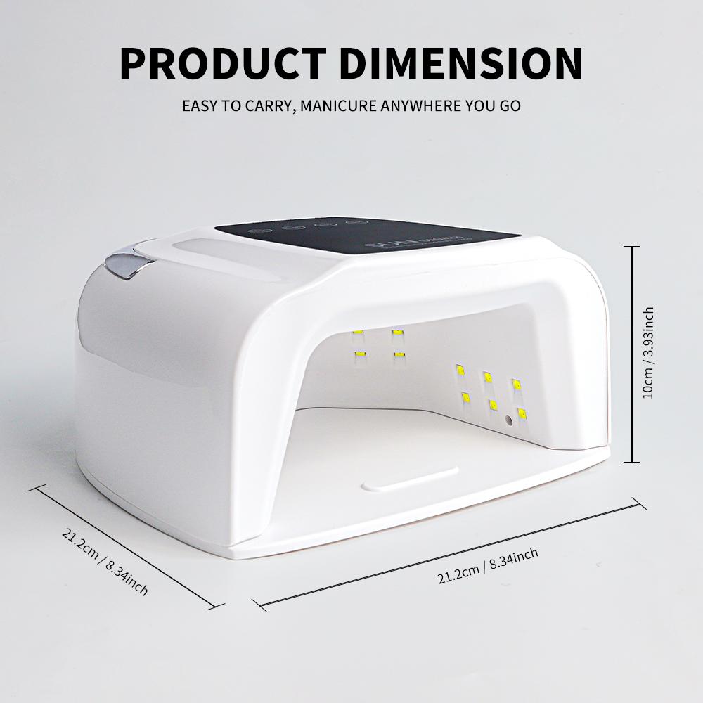 Rechargeable UV LED Nail Art Lamp for Cure Gel Nail Polish 48LEDS Nail Dryer with Motion Sensing Professional Nail Art Tool