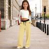 Pantaloni Casual Elastici a Zampa High Waist Colorati per Bambini per Corsa, Danza, Fitness e Yoga