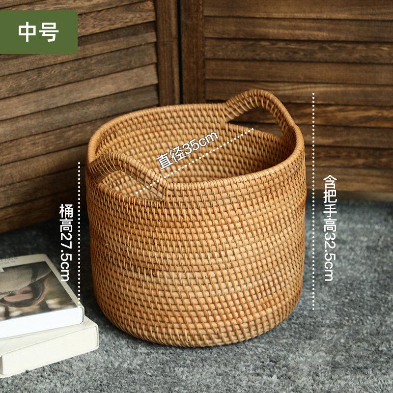 Handwoven Rattan Laundry Basket with Breathable Open Weave, Multi-Purpose Storage Hamper for Clothes Toys & Magazines