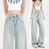Spring Summer Tencel Cotton Lyocell Relaxed Wide Leg Denim Pants For Ladies Casual Pants Oversize Denim Trousers