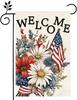 Welcome Patriotic Owers God Bless 4th of July Garden Ag 12x18 Inch Double Sided Memorial Day Welcome Daisy Yard Outdoor  EEZ
