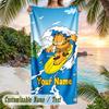 Garfield Beach Towel, Personalized Custom Text, Quick Dry Soft Large Towel For Swimming Pool Travel