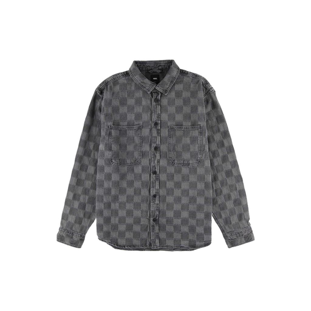 Vans Checkerboard Long Sleeve Denim Shirt Washed Black Unisex VN000P84EMV