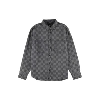 Checkerboard Long Sleeve Denim Shirt Washed Black Unisex VN000P84EMV