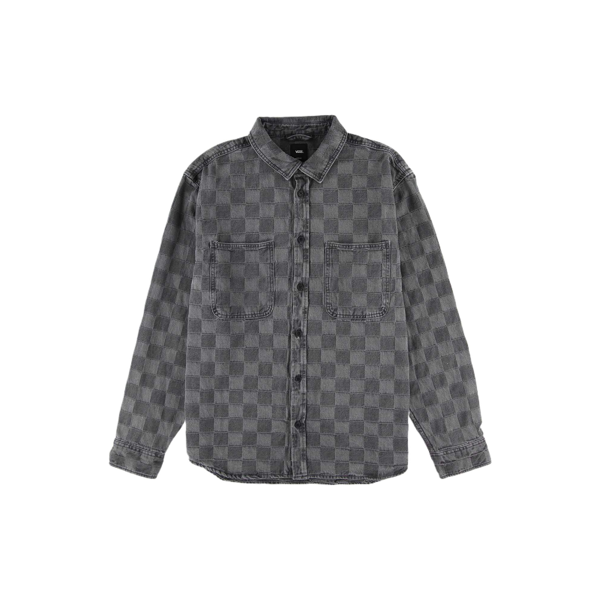 Vans Checkerboard Long Sleeve Denim Shirt Washed Black Unisex VN000P84EMV XXL