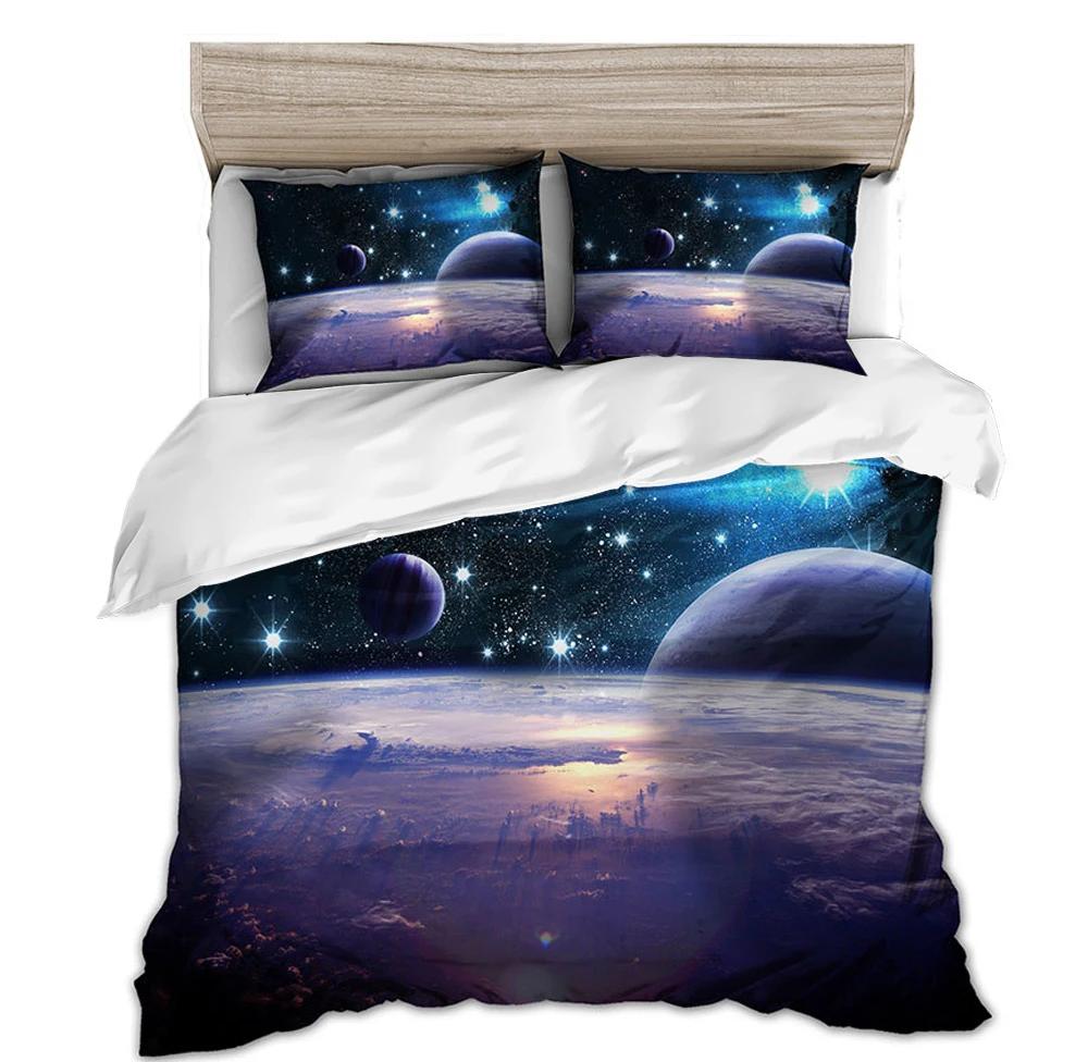 Set cuvertură de pat Galaxy Star 3d Space Star Cu o singură dublă Twin/Queen 2 buc/3 buc Seturi de lenjerie de pat Univers cu tematică în spațiul cosmic