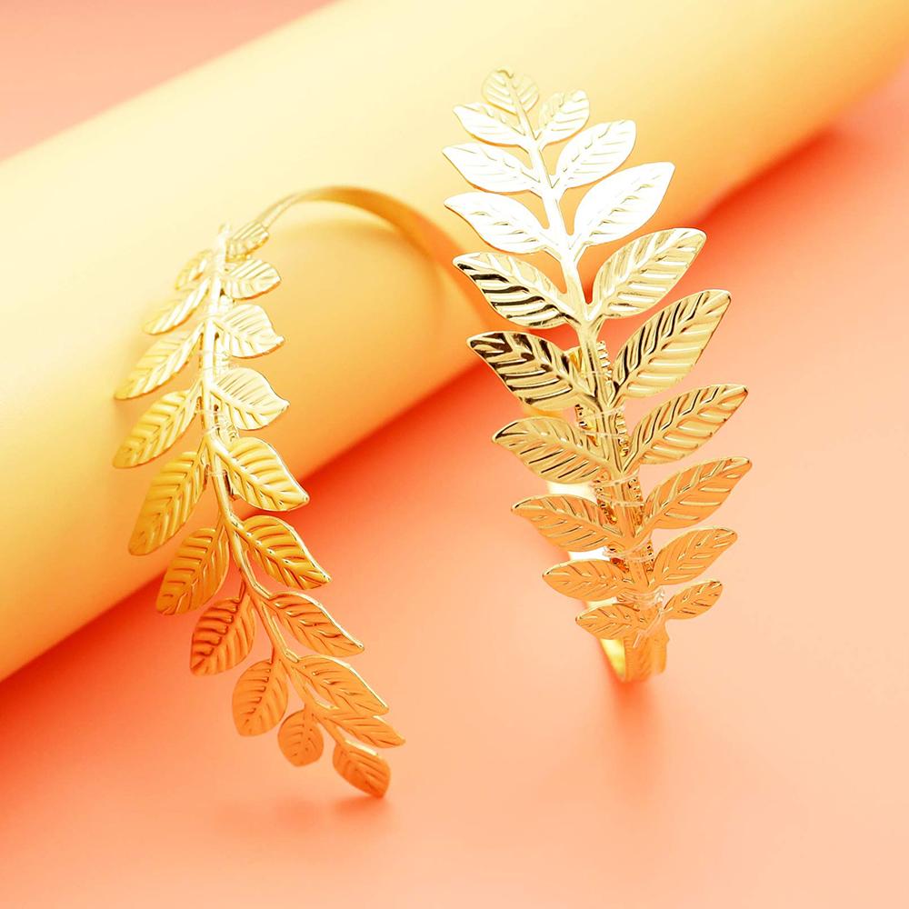 Metal Leaf Upper Arm Bracelet for Women Greek Roman Style Women's Armband Upper Arm Cuff Gold Color Jewelry Gift