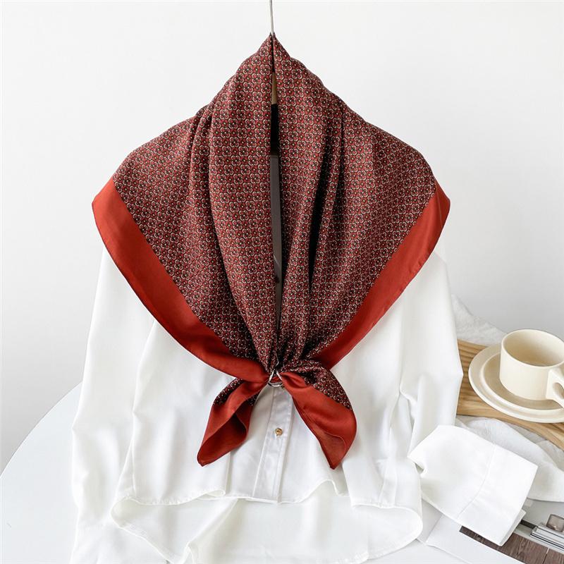90*90cm Printed Flora Square Shawls Wrpas Scarves Ladies Kerchief Neckerchief Head Hijab Lady Headband Foulard
