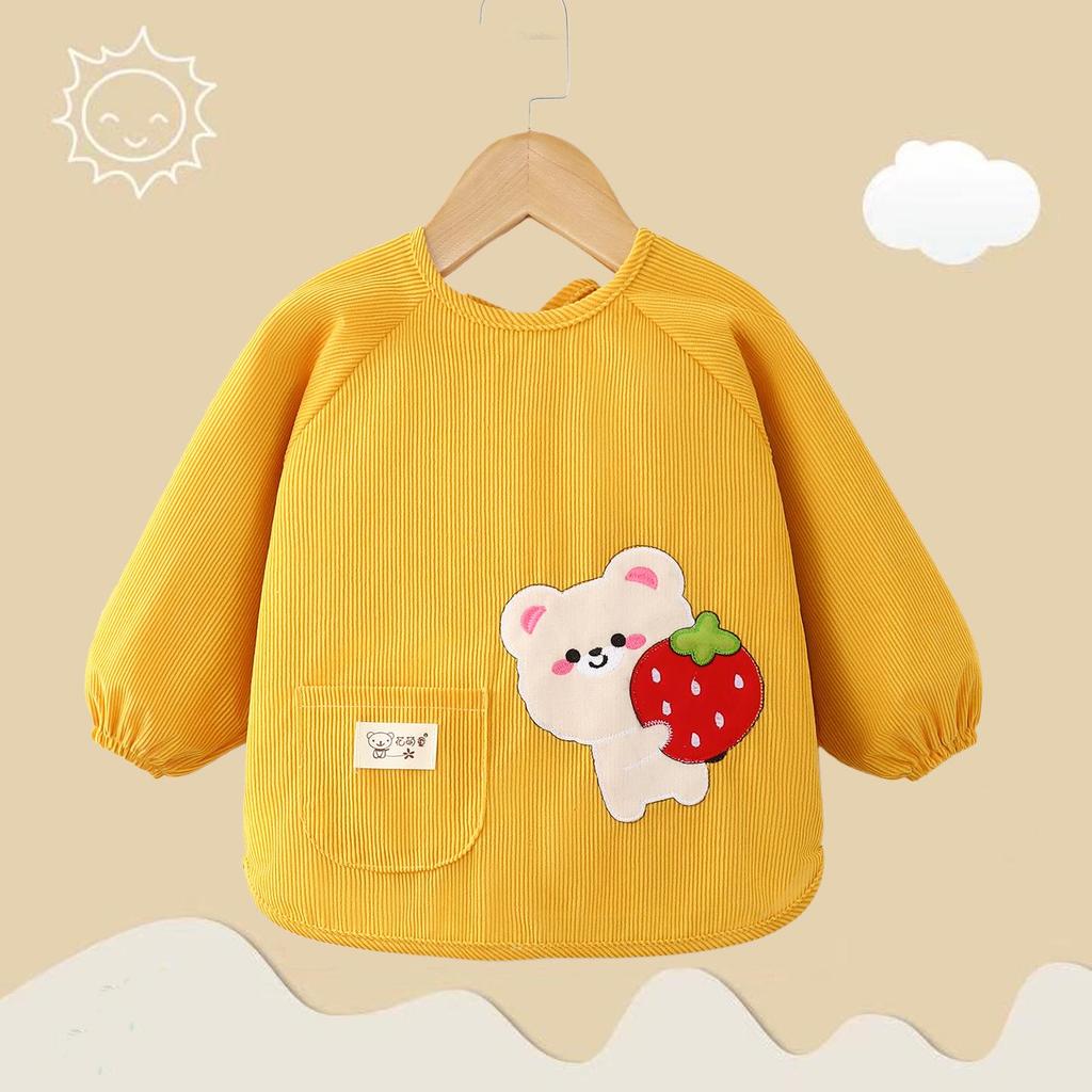 Waterproof Corduroy Baby Coveralls: Stain-Proof Unisex Autumn/Winter Eating Apron & Bib