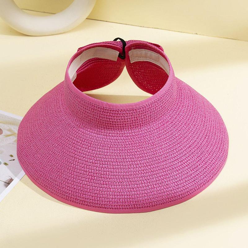 Summer empty straw hat foldable outdoor portable bow wide brimmed visor for women sun protection beach hat