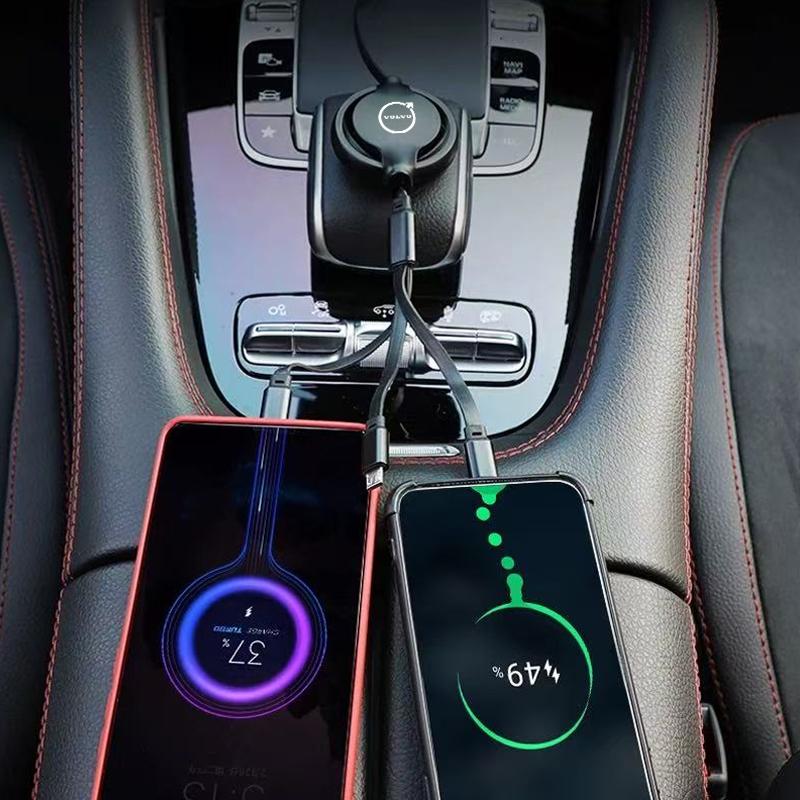 3 In 1 USB Fast Charging Cable Type C Car Charger Accessories For Volvo XC90 V90 V60 XC60 V40 EC40 EX40 S80 S60 S90 C40 XC40 V70 KI6