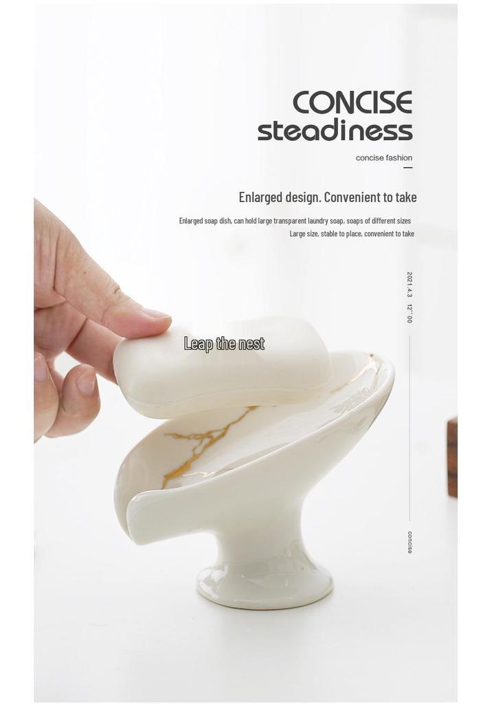 Handmade Ceramic Soap Dish: No-Punch Installation, Draining Design, Stylish Soap Holder.