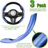 3 Pack Anti-Skid Segmented Carbon Fiber Car Steering Wheel Cover Protector Blue