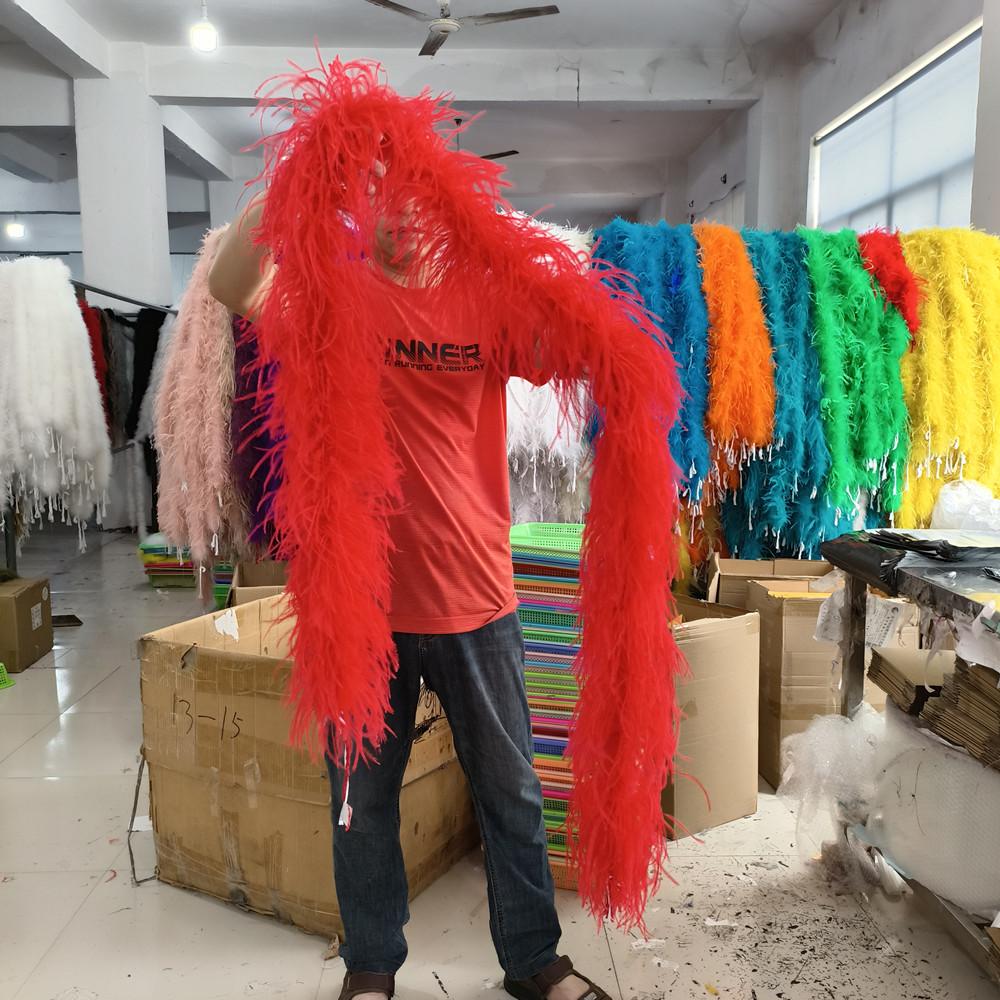 DIY 8 Ply Ostrich Feather Boas 4M for Craft Party Shawl Wedding Drees Clothes Carnival Stage Decor Fluffy Ostrich Plumes Scarf Trim
