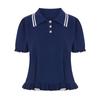 SELLY'S Tennis Collar Ruffle Short Sleeve Knit_I6B-Ckn011