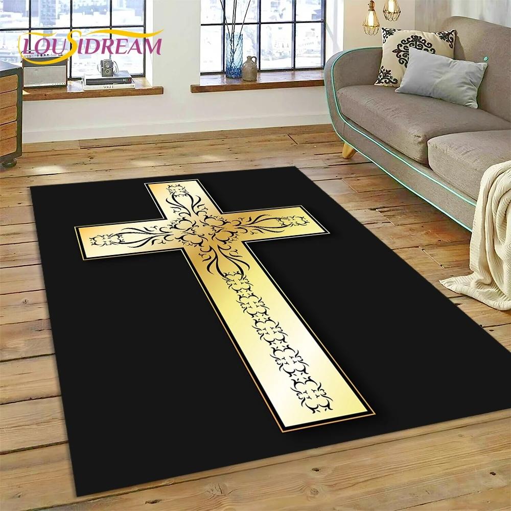 New 3D Pray Holy Bible Cross Jesus Carpet for Living Room Bedroom Home Decor,Floor Mat Non-slip Decoration for Sofa Doormat Gift