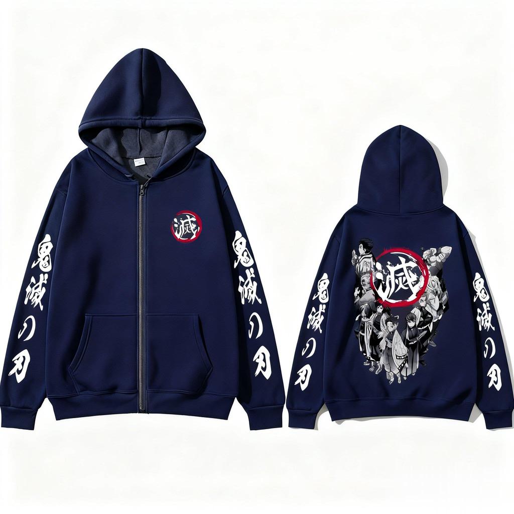 Chinese New Year Y2k New Anime Zipper Hoodie Men's and Women's Devil Killer Printed Sports Shirt Street Wear Hoodie