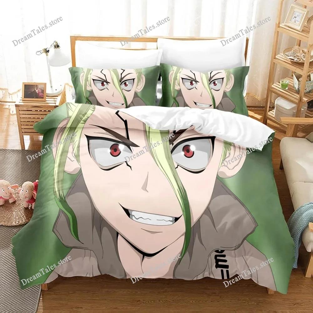 Exquisite 3D Anime Dr.Stone Senku Print Bedding Set Duvet Cover Comforter Bed Youth Kids Girls Boys Gift Home Textileextile