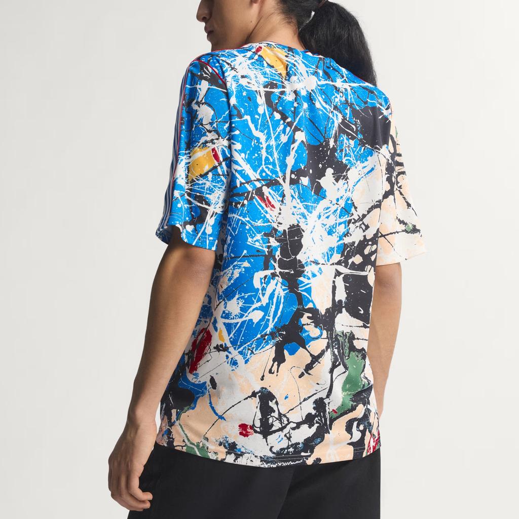 Adidas Originals Manchester United Stone Roses Slim Fit V-Neck Striped Short Sleeve Football Shirt Men tops JZ7098