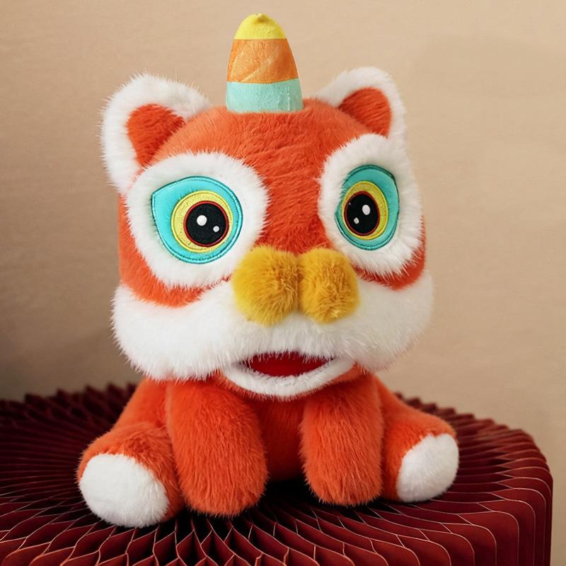 

New Year s Lion Dance Doll Plush Toy Keychain Pendant Tassel Cute Cartoon Red Bag Pendant 18cm помаранчевий