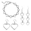 Hollow Heart Shape Necklace Set for Women , Minimalist Cool Style , Light Jewelry Set with Necklace Earrings Bracelet
