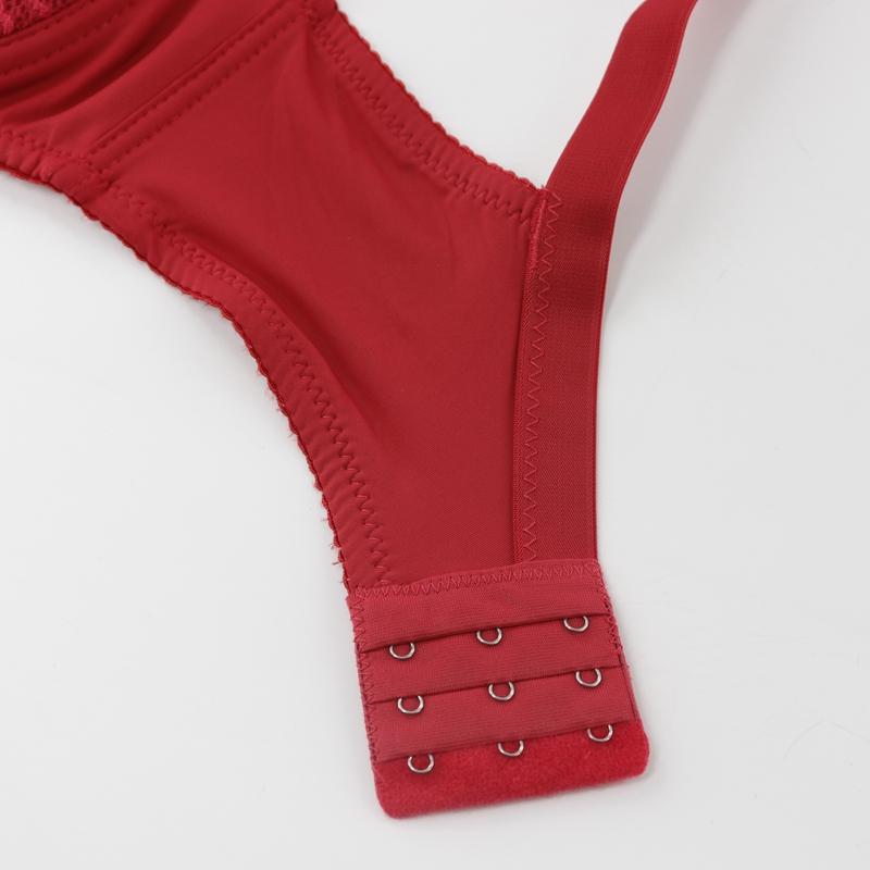 Women Full Cup Daily Brassiere Sexy Lace Print Bow Bra Comfortable Thin Mold Cup French Bras 40E 42E 44E-6004