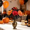 Fall Floral Arrangement Halloween Artificial Flower, Faux Sunflower Rose Bouquet with Black Harvest Party Decoration Maple Leaves, Autumn Fake