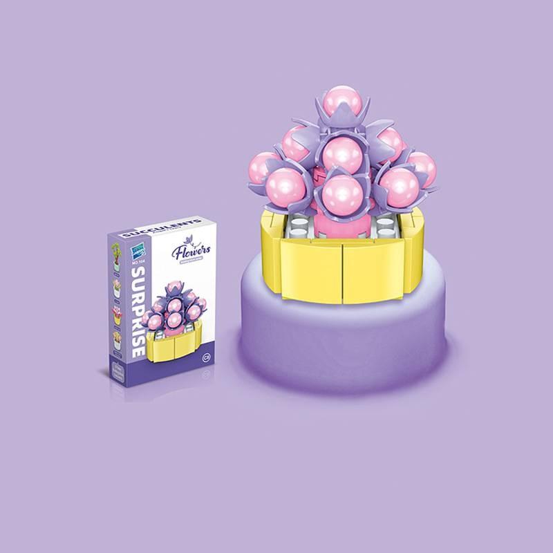 Small Children Puzzle Particle Building Block Flower Flexing Potted Model Toy