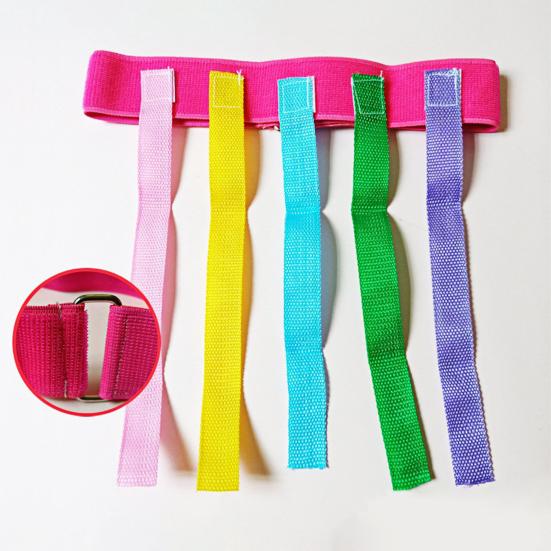Outdoor Children Tail Pulling Game with 6 Colorful Belts Kindergarten Garden Lawn