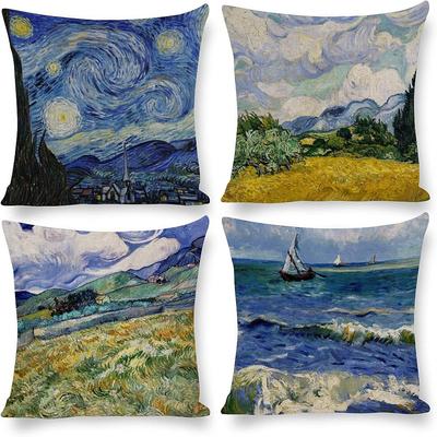 Umelecké obliečky na vankúše Van Gogh, Hviezdna noc & Morské scenérie ,,obliečky na vankúše na pohovku a stoličku, dekorácia do domácnosti, spálne, izby