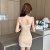 2026 Spring Sexy V-neck Spaghetti Strap Bodycon Mini Dress – Elegant Slimming Hip-Hugging Short Skirt
