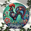 Vintage Portugese Haan Rond Metalen Bord Wanddecoratie voor Cafe Bar Huis Keuken