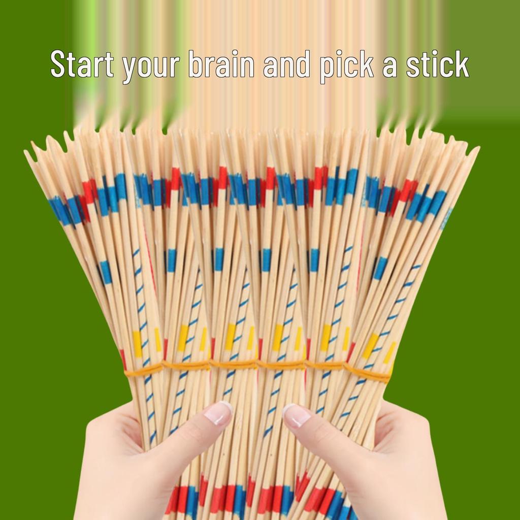 Wooden Educational Nostalgic Pick-up Sticks Parent-Child Game - 80 Stick Set (Bamboo Skewers)