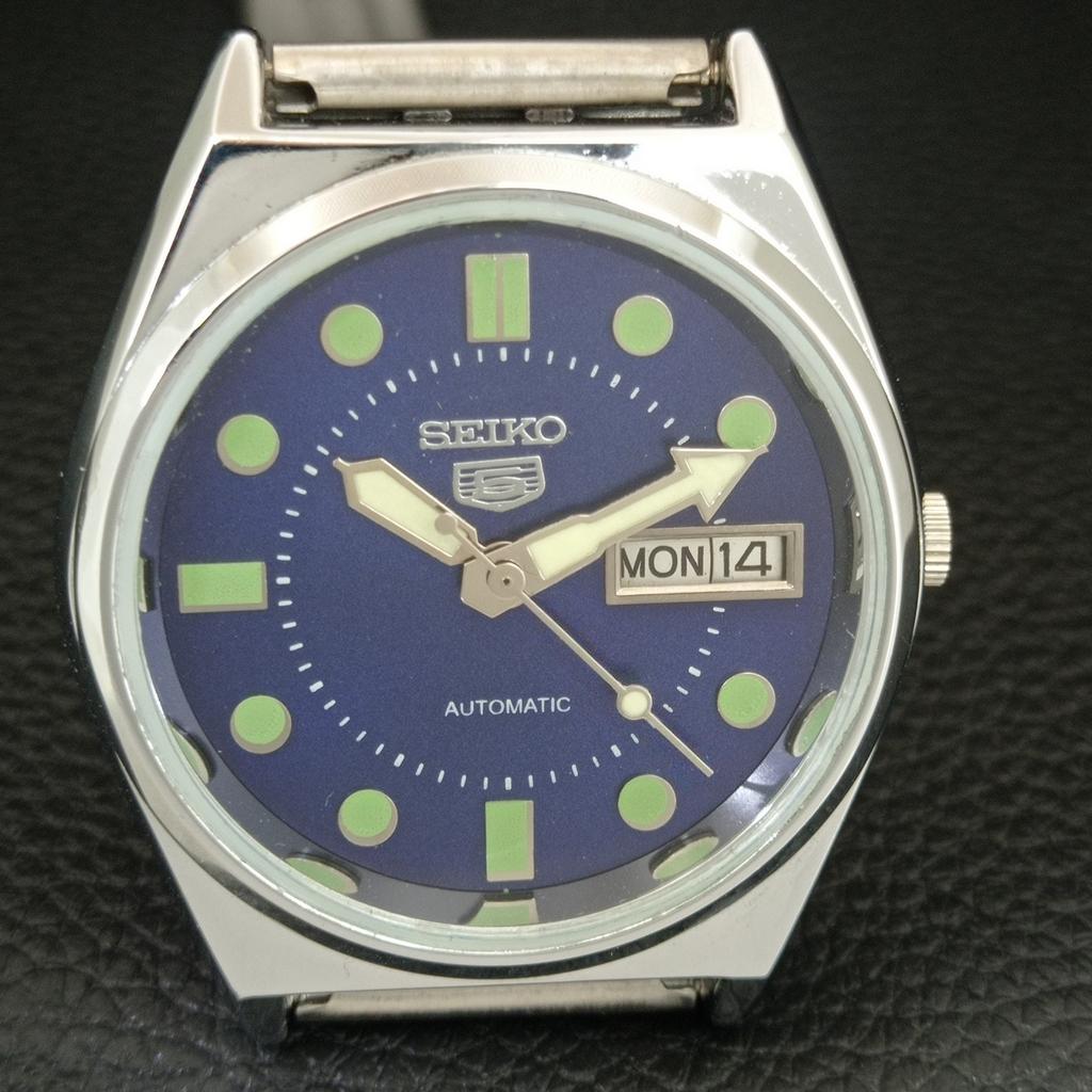 VINTAGE REFURBISHED SEIKO 5 AUTOMATIC 6309A JAPAN MENS BLUE DIAL WATCH a444449-1