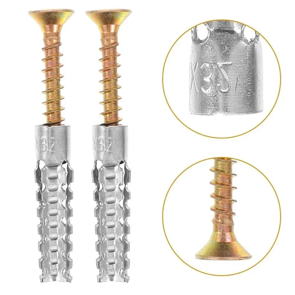 20/50/100sets Metal Serrated Expansion Tube Self Tapping Screws Pipe Drilling Plug for Concrete Wall Anchors Fasteners Bolt Kits
