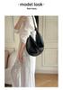 Women's Genuine Leather Crescent Shoulder Bag - Retro Lambskin with Chain Strap, Large Capacity, Elegant and Fashionable Design
