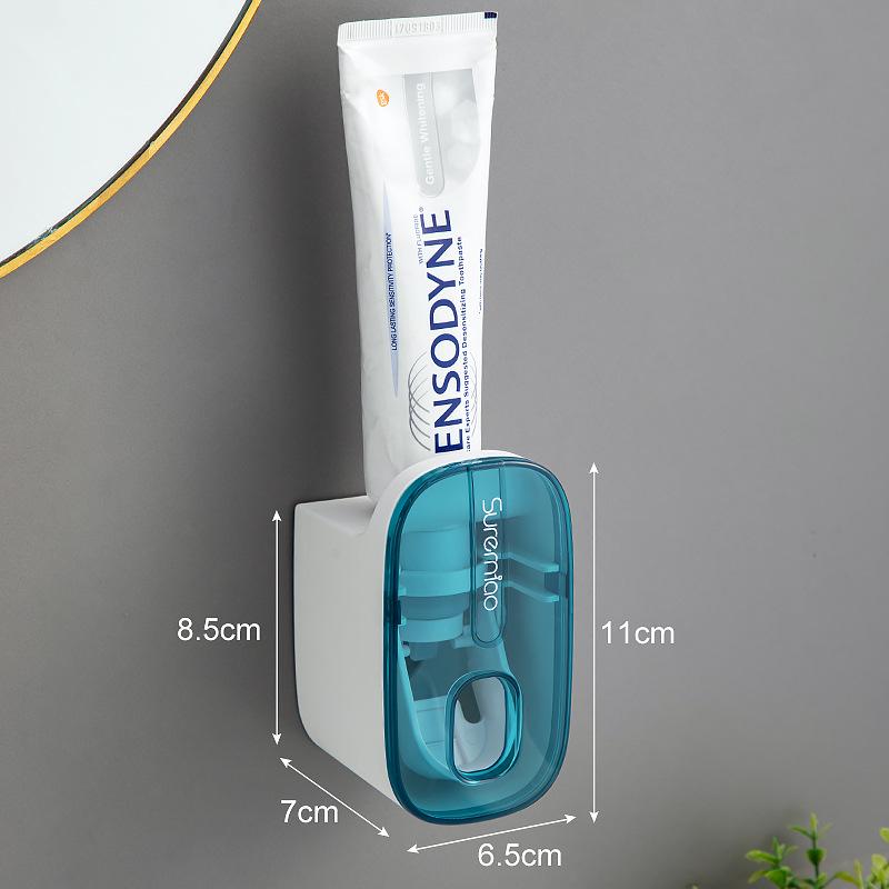 Wall-Mounted No-Punch Automatic Toothpaste Dispenser & Bathroom Storage Rack