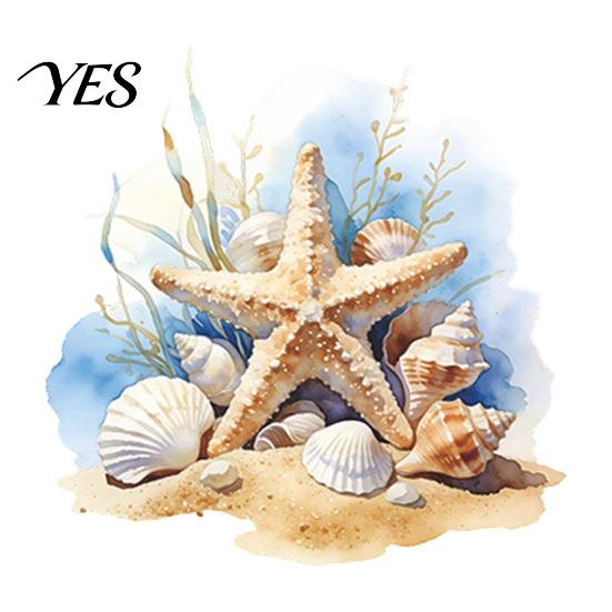 Removable Bathroom Stickers Watercolor Starfish Toilet Seat Sticker, Beach Seashell And Conch Water Tank Waterproof Non-Fading Decals PVC Cover Decal,
