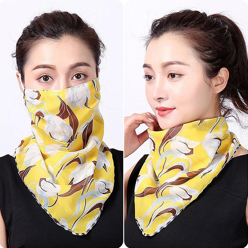 1Pc Summer Women Mask Scarf Sun Protection Mask Outdoor Riding Dustproof Cycling Running Ear Hangers Silk Scarf Handkerchief